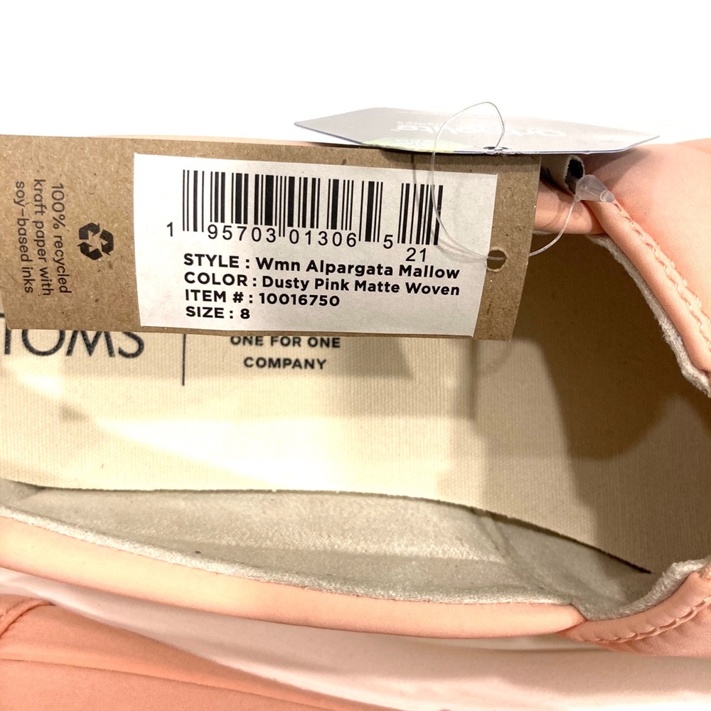 TOMS dusty pink matte woven shoes. Ortholite foam insoles - Picture 4 of 11